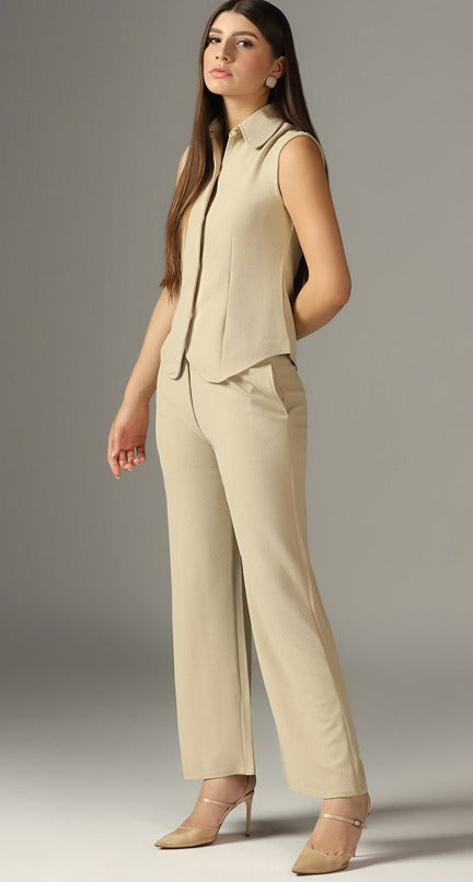 Selvia Shirt Collared Top With Trousers Co-Ords